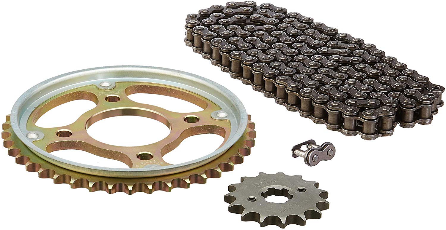 Uno Minda CH-4009 Quadra Rivet Chain & Alloy Steel Hardened Sprockets Chain & Sprocket Kit - R428H SIZE-126L / 15T / 42T(4H) For Honda Unircon, Dazzler 150 